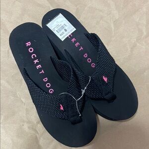 Rocket Dog Black and Pink Platform Sandals